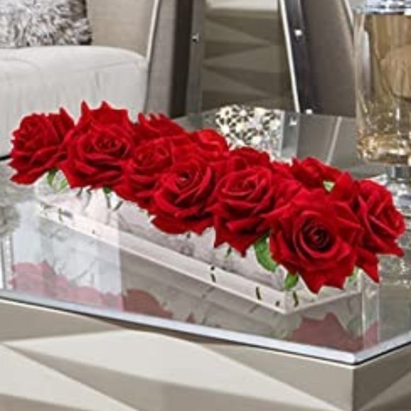 Worhe Accents Flower Vase Clear Acrylic Long Rectangular 57 Inches